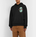 Stüssy - Logo-Appliquéd Fleece-Back Cotton-Jersey Hoodie - Black