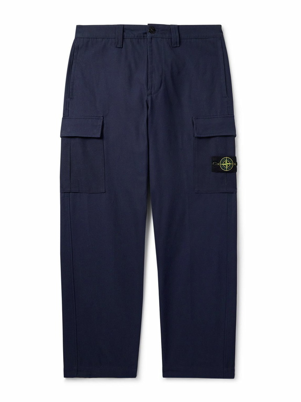 Photo: Stone Island - Straight-Leg Cotton-Canvas Cargo Trousers - Blue