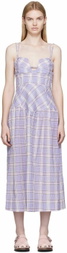 GANNI Purple Seersucker Midi Dress