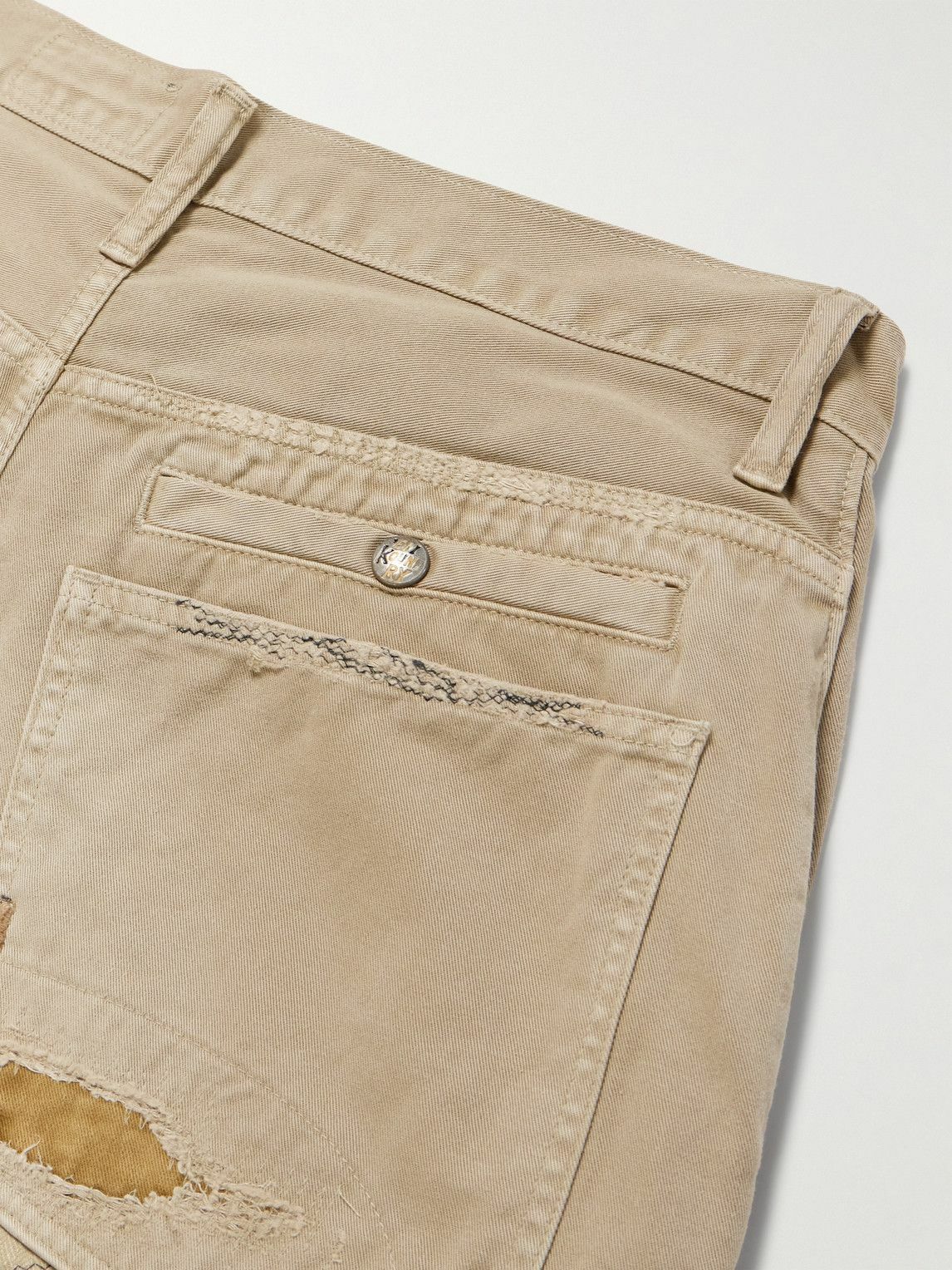 KAPITAL - Katsuragi Port Straight-Leg Patchwork Distressed Cotton-Twill Trousers - Neutrals