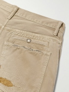 KAPITAL - Katsuragi Port Straight-Leg Patchwork Distressed Cotton-Twill Trousers - Neutrals