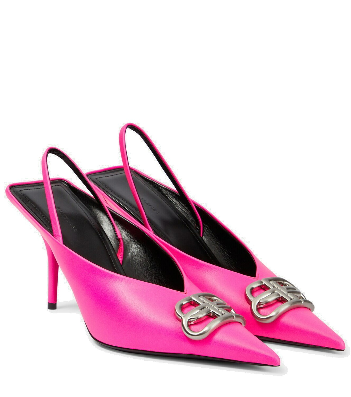 BALENCIAGA★BB Square Knife サテン ミュール スレートブルー Square Knife BB slingback mules in black - Balenciaga