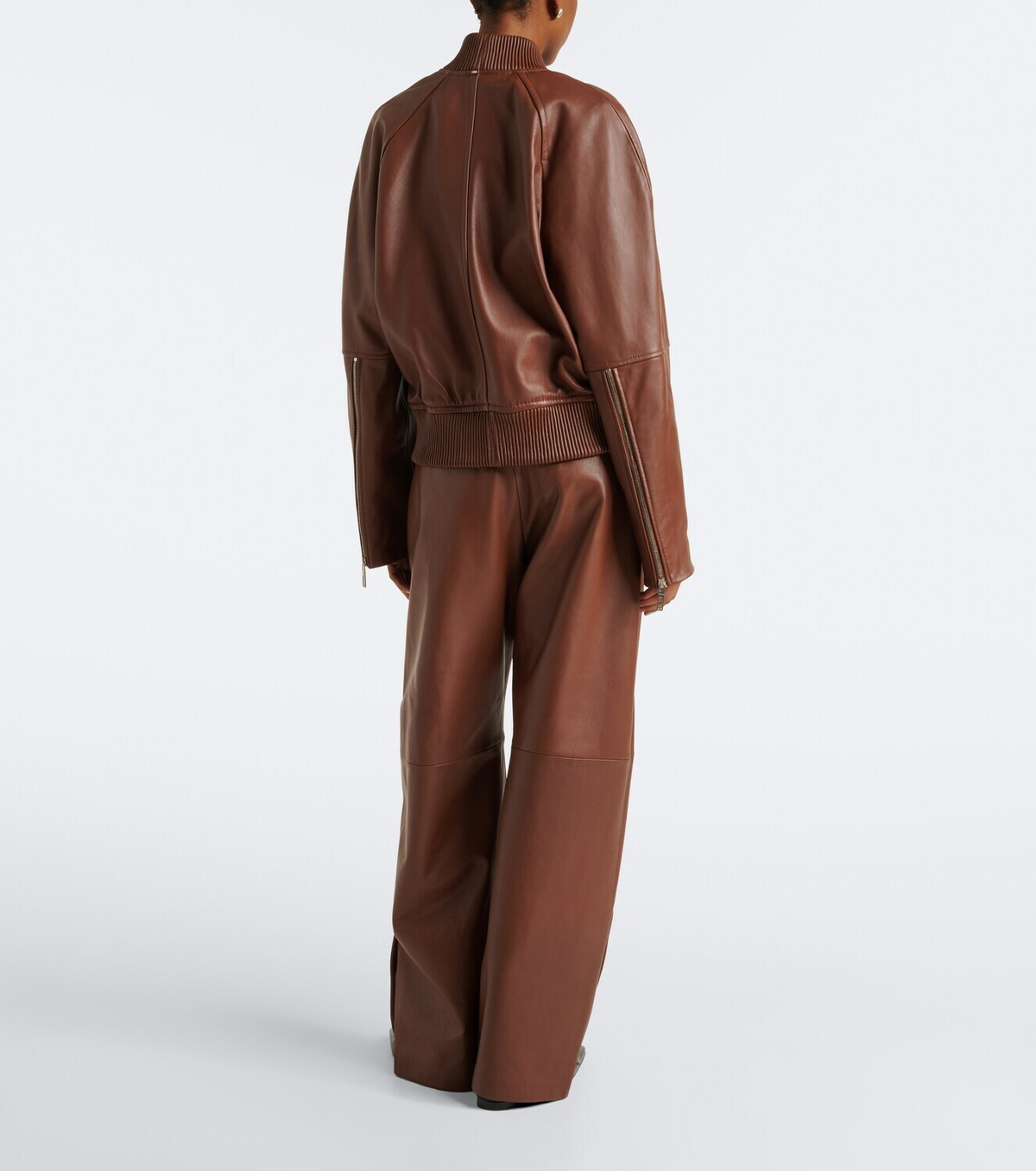 Sportmax Leather barrel-leg pants