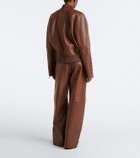 Sportmax Leather barrel-leg pants