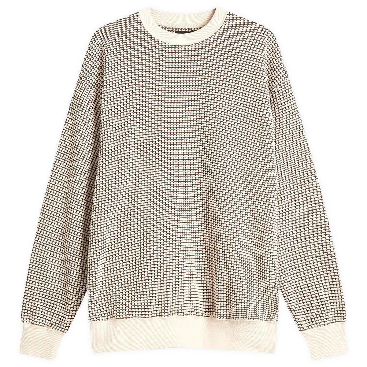 BEAMS Men's Double Heavy Waffle Sweatshirt in Beige