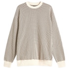 BEAMS Men's Double Heavy Waffle Sweatshirt in Beige