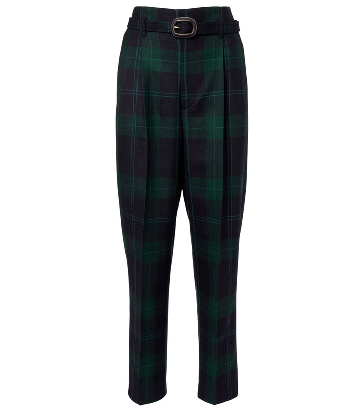 Photo: Polo Ralph Lauren Belted checked high-rise wool tapered pants