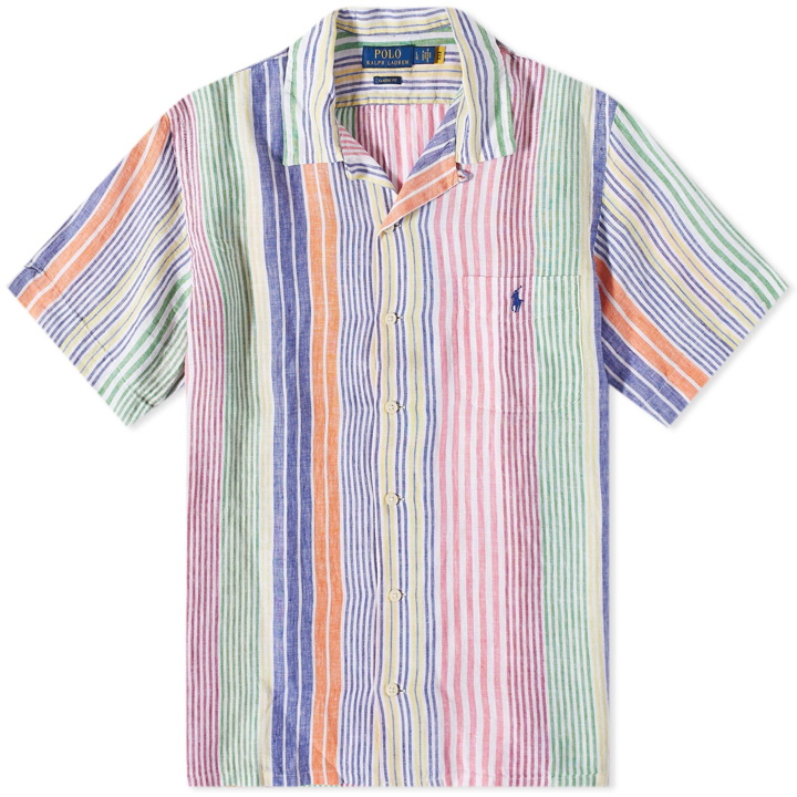 Photo: Polo Ralph Lauren Men's Fun Stripe Vacation Shirt in White/Royal Multi