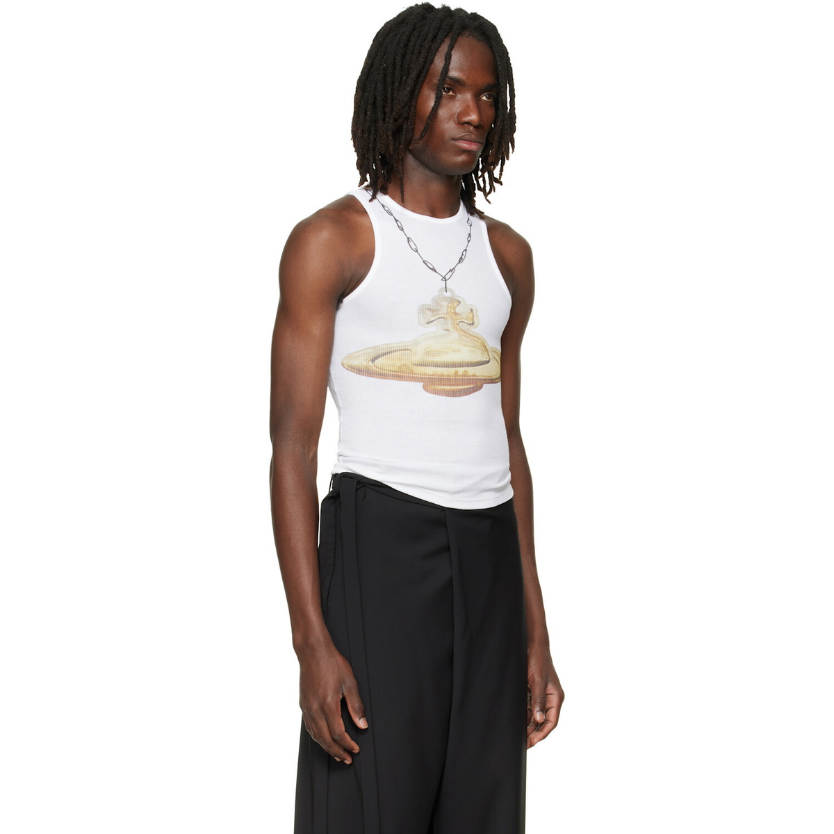 Vivienne Westwood White Gold Orb 90s Tank Top