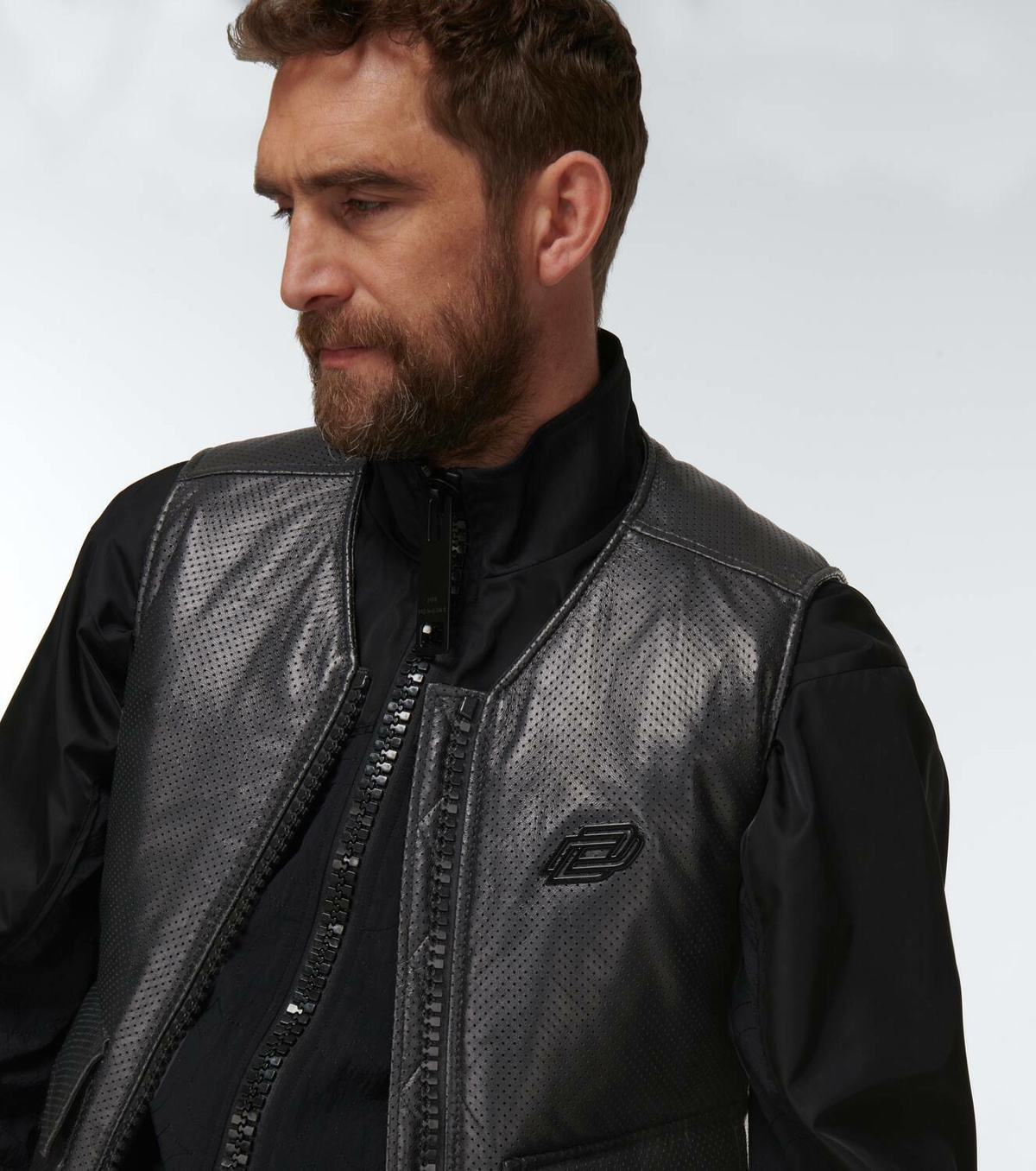 Due Diligence Perforated leather down vest