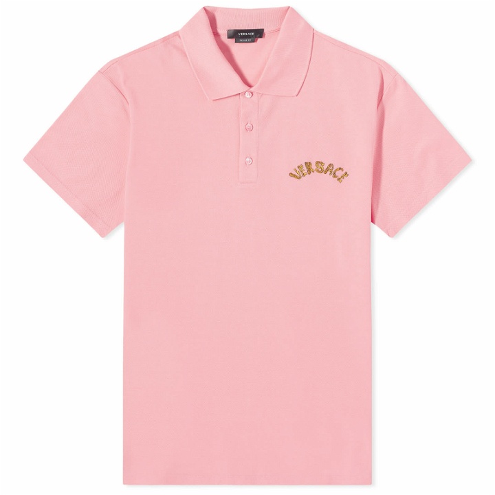 Photo: Versace Men's Logo Polo Shirt in Pink