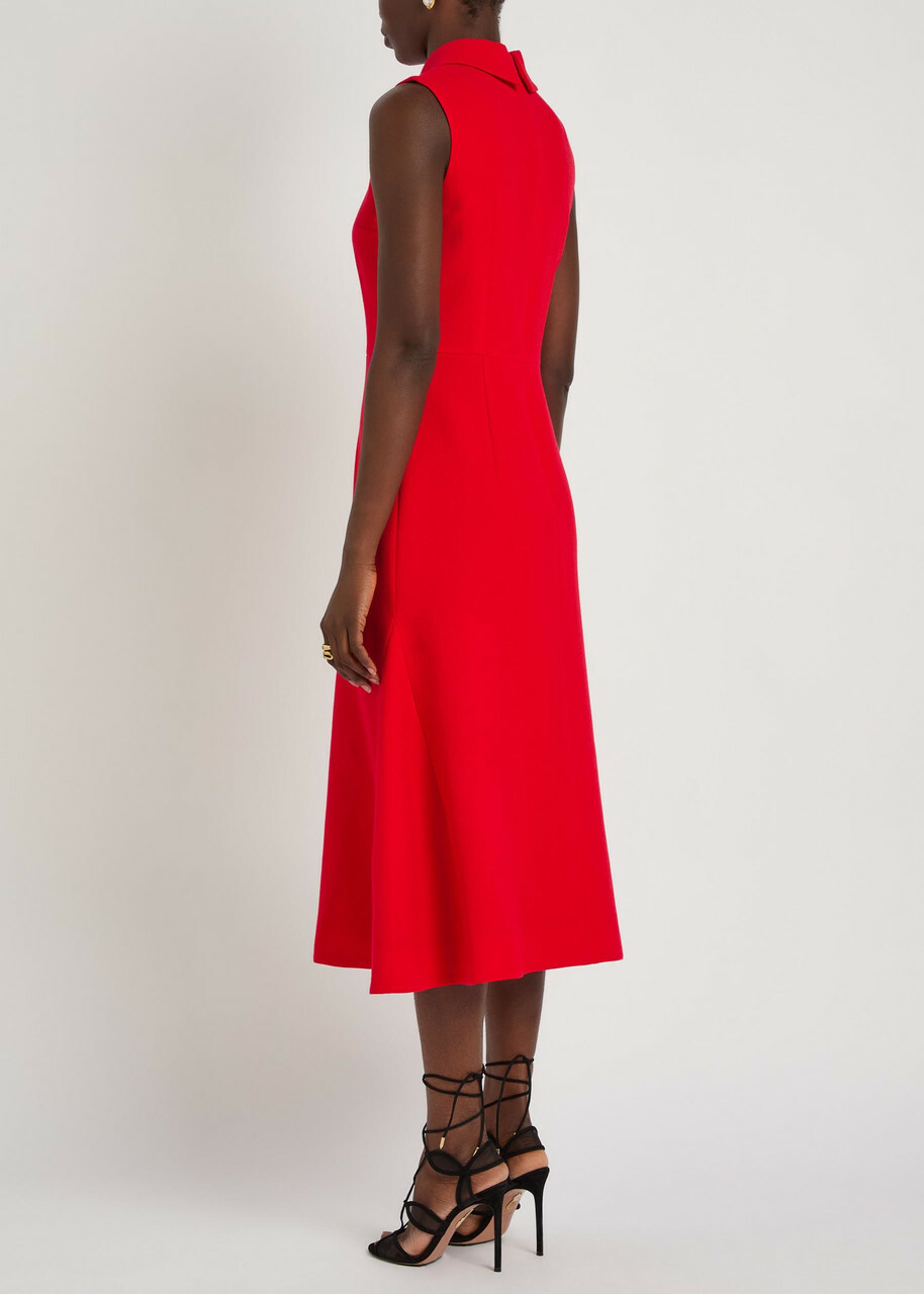 Emilia Wickstead Leontine Wool-crepe Midi Dress Red