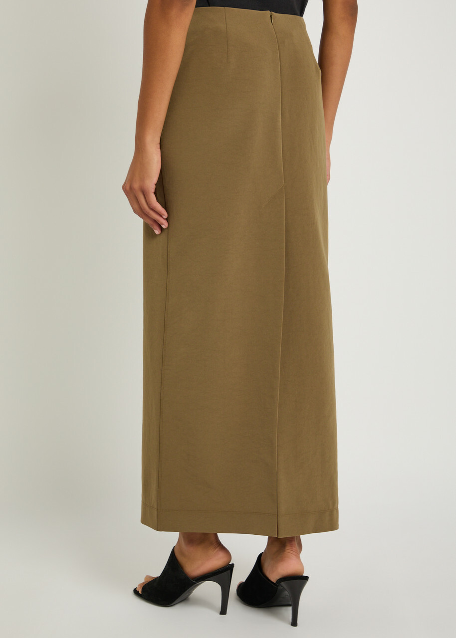 Nanushka Nya Paper-jersey Maxi Skirt Brown