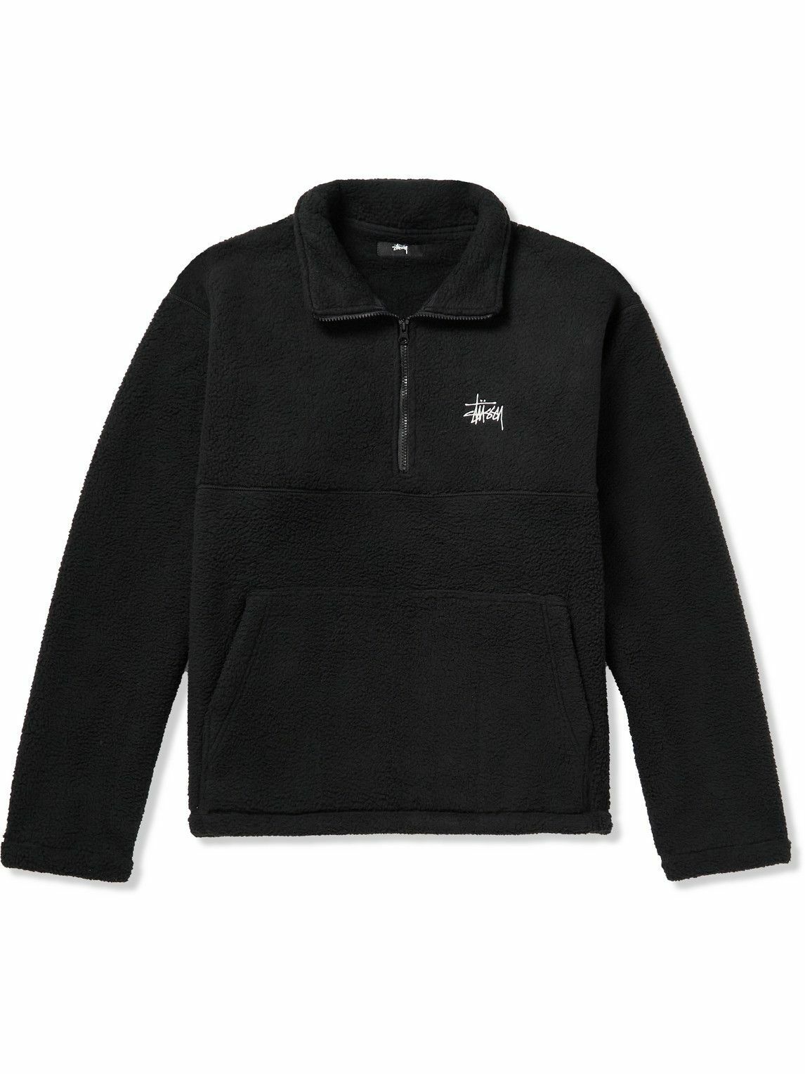 Photo: Stussy - Logo-Embroidered Polar Fleece Half-Zip Sweatshirt - Black