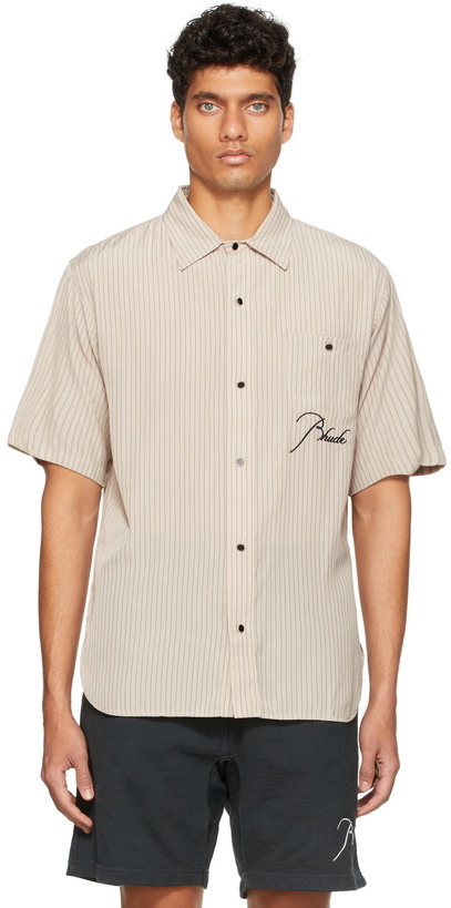 Photo: Rhude Beige & Black Striped Button Shirt