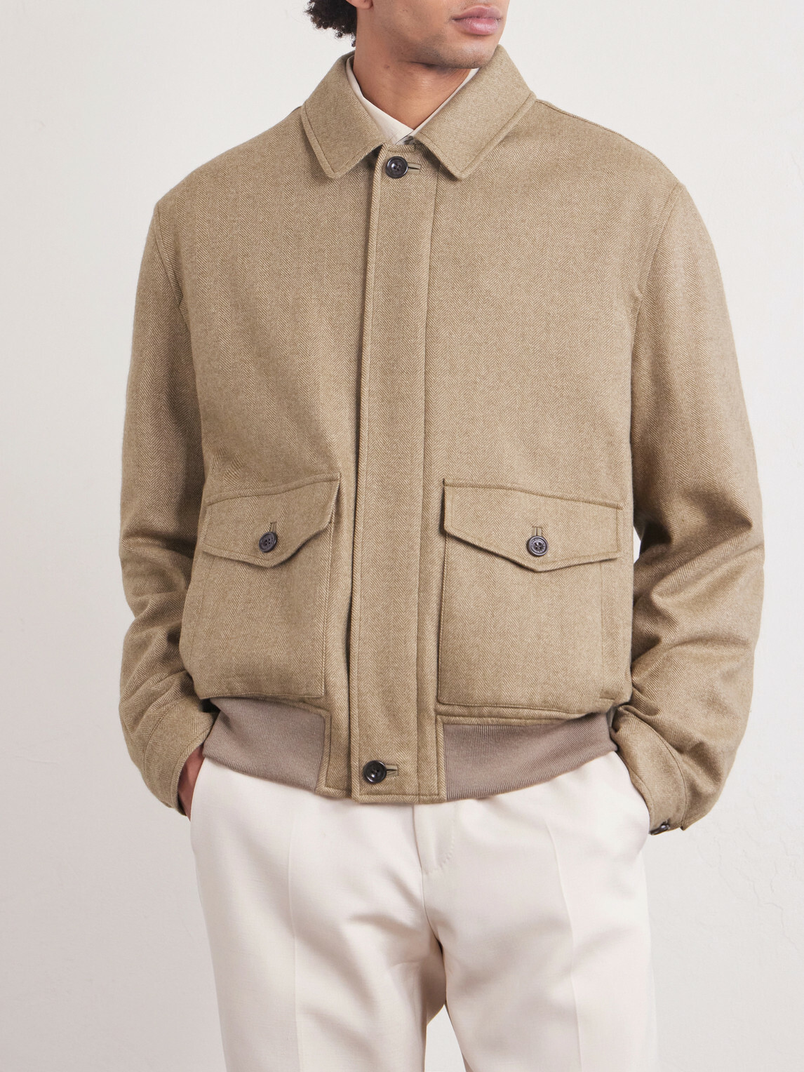 Ralph Lauren Purple label - Herringbone Cashmere Jacket - Brown