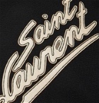 SAINT LAURENT - Teddy Leather-Trimmed Virgin Wool-Blend Bomber Jacket - Black