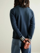 Drake's - Logo-Embroidered Striped Cotton-Jersey Sweatshirt - Blue