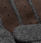 Brunello Cucinelli - Perforated Suede-Panelled Cashmere Gloves - Men - Gray