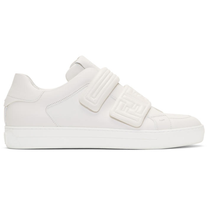 Photo: Fendi White Embossed Logo Sneakers 