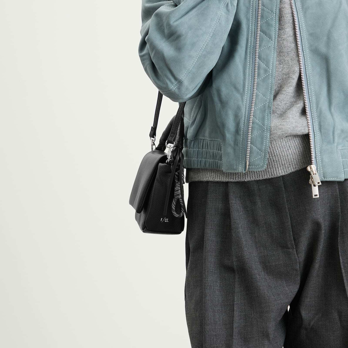F/CE. Women's Tech Leather Mini Pouch Bag in Black 