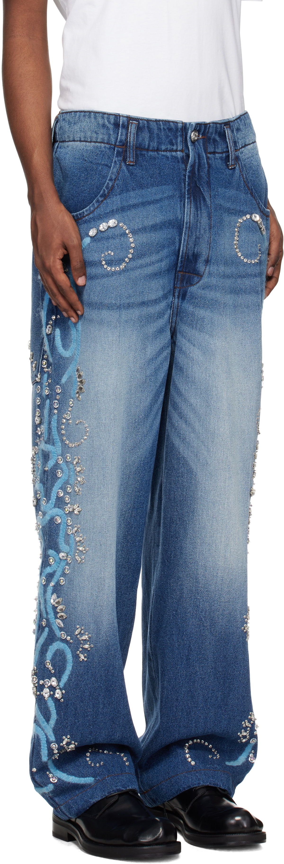 BLUEMARBLE Blue Hand Embroidered Relaxed Jeans