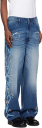 BLUEMARBLE Blue Hand Embroidered Relaxed Jeans