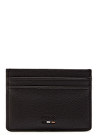 Boss Ray Logo Grained Leather Card Holder - Dark Brown - One Size