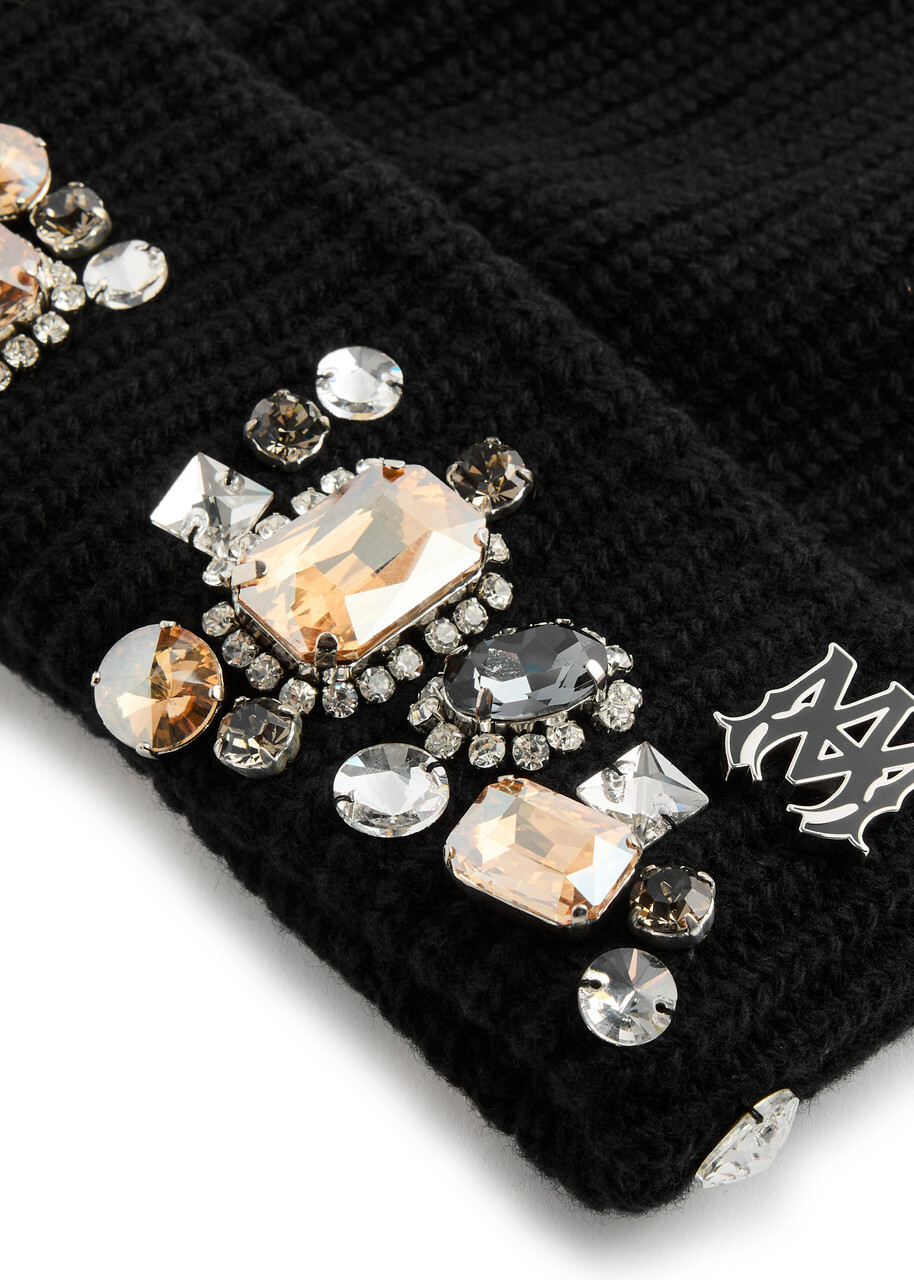 Amiri Crystal-embellished Ribbed-knit Beanie - Black - One Size