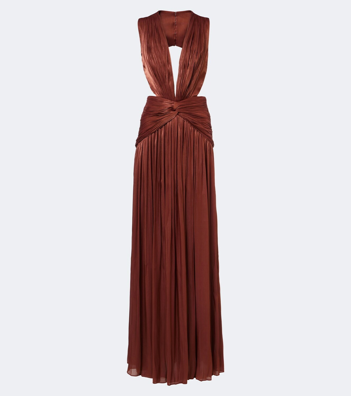 Costarellos Silla cut-out pleated Lurex® georgette gown
