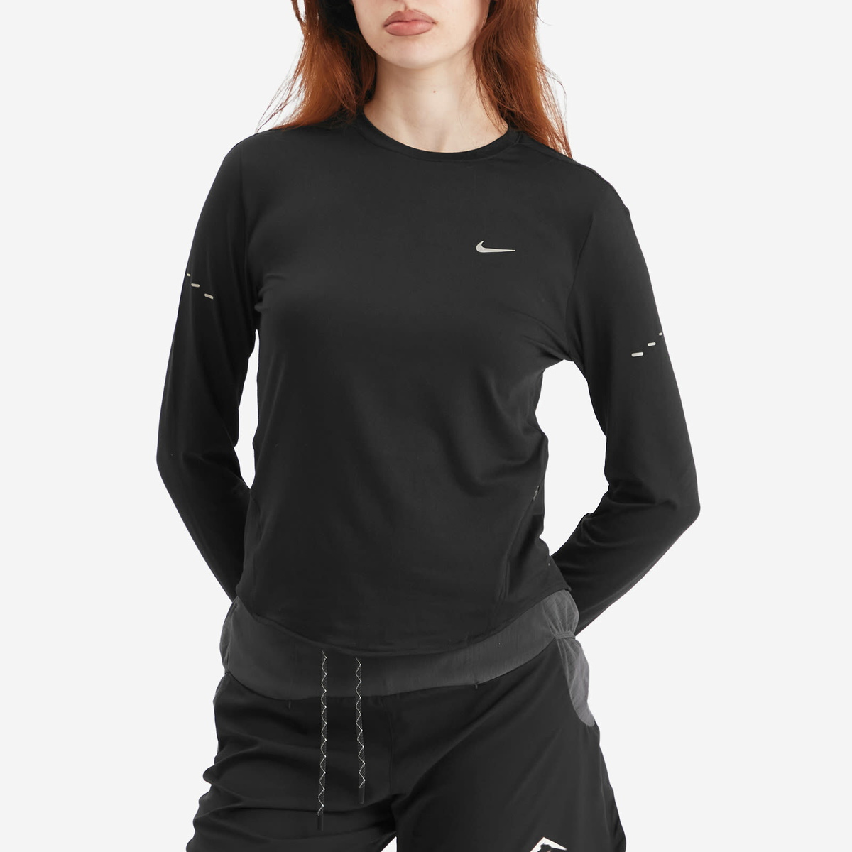 Nike Women's Swift Dri-fit UV Long Sleeve T-Shirt in Black Nike, image size:1200x1200