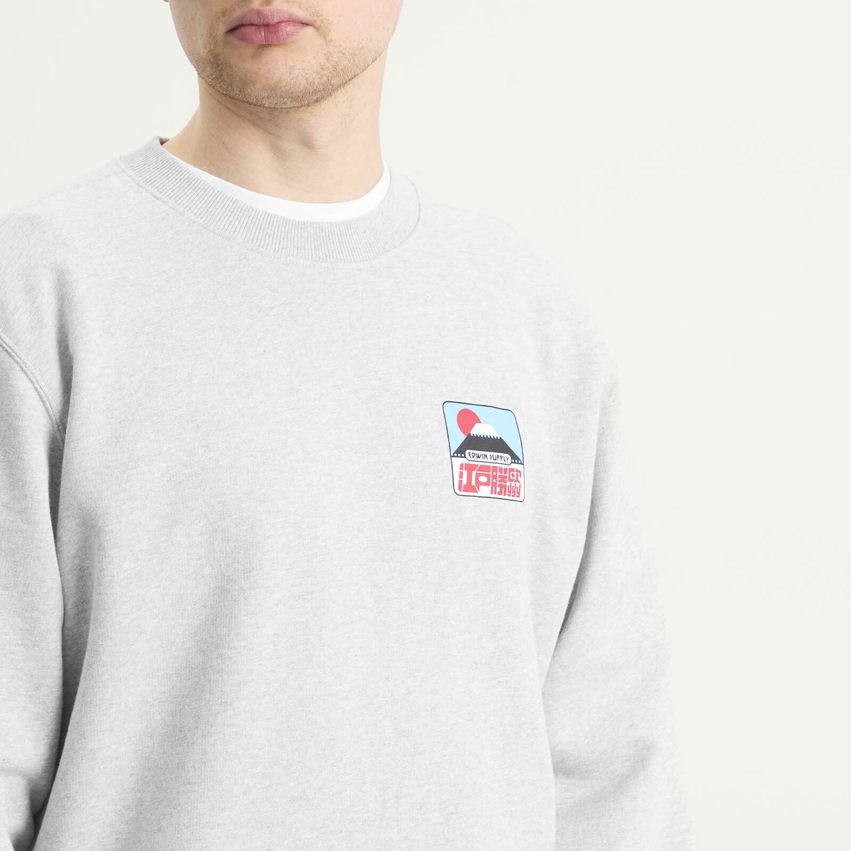 Edwin Men's Sunset On Fuji San Sweat in Grey Marl