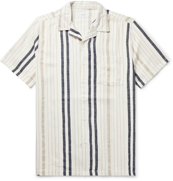 Photo: Onia - Vacation Camp-Collar Striped Woven Shirt - Neutrals