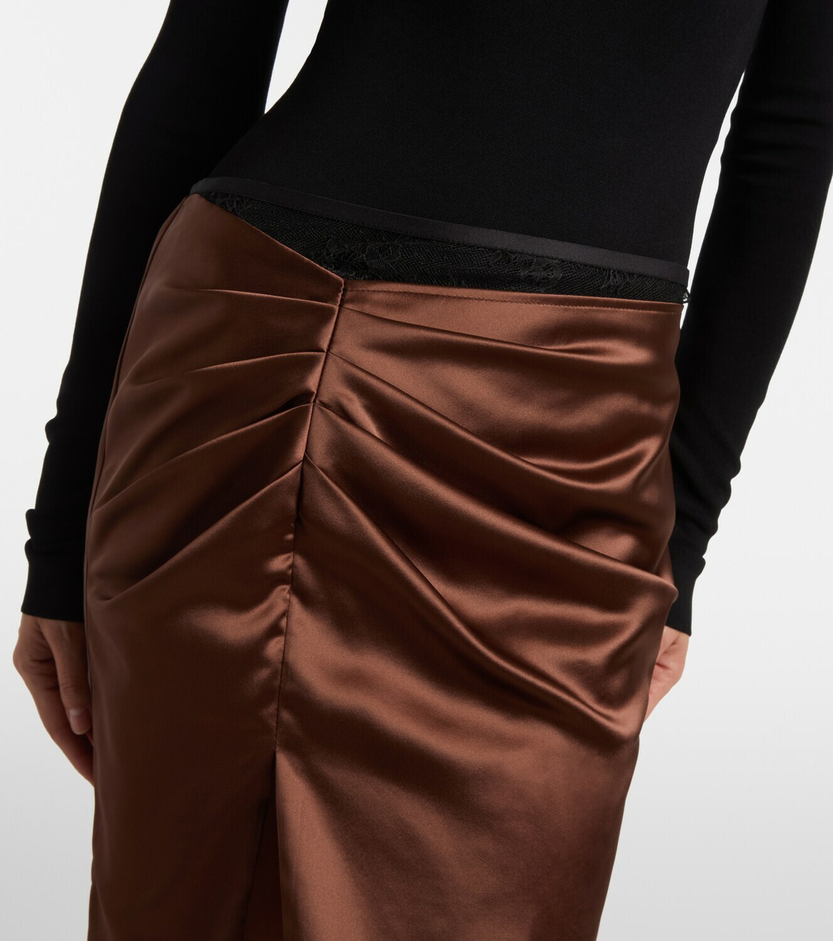 Jacques Wei Lace-trimmed satin miniskirt