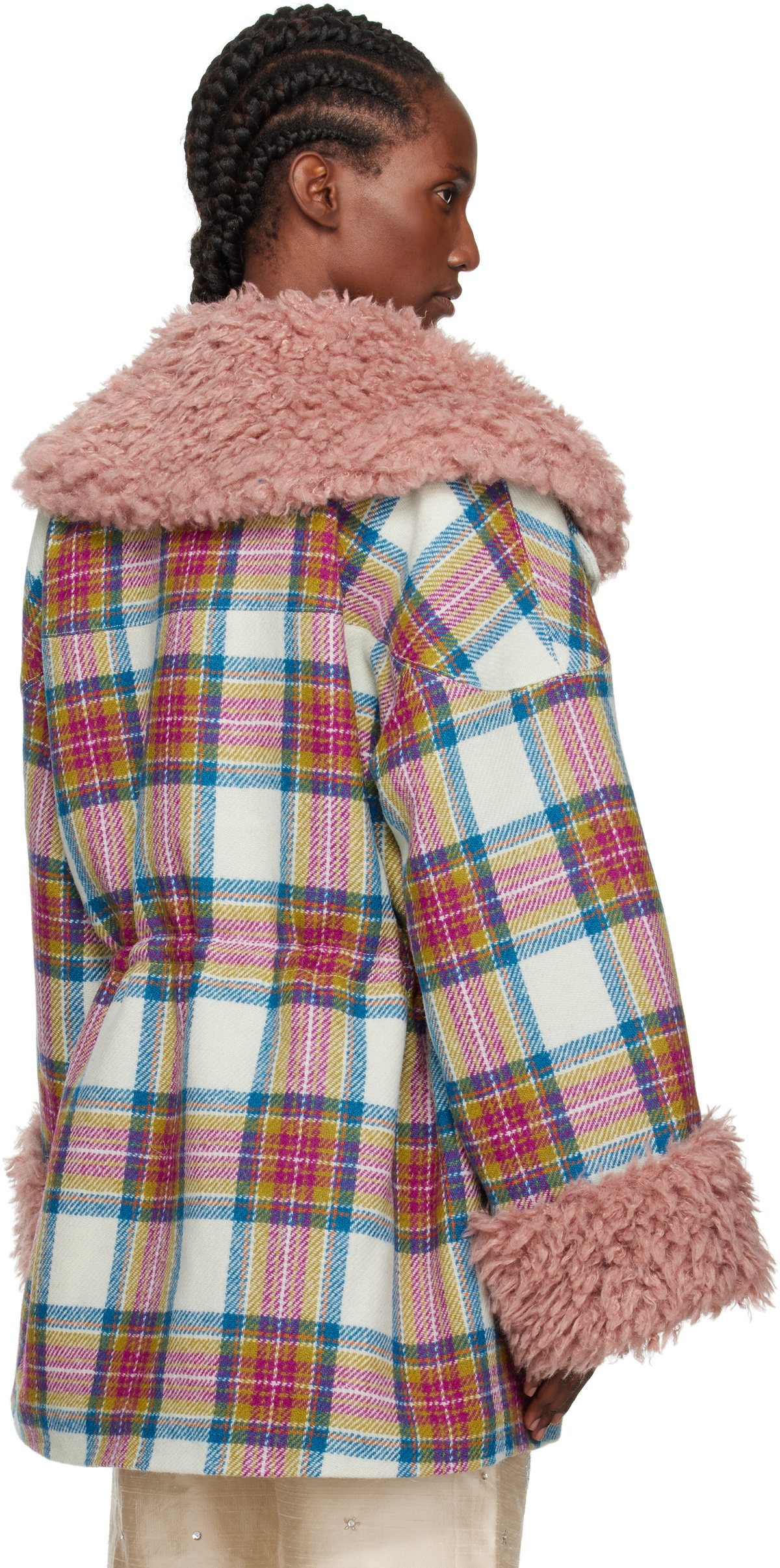 Caro Editions White & Pink Harris Tweed Connie Coat