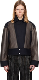 Kiko Kostadinov Gray & Navy Orvos Hybrid Leather Jacket