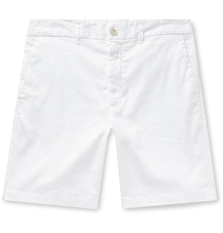 Photo: 120% - Slim-Fit Garment-Dyed Stretch Linen and Cotton-Blend Twill Shorts - White