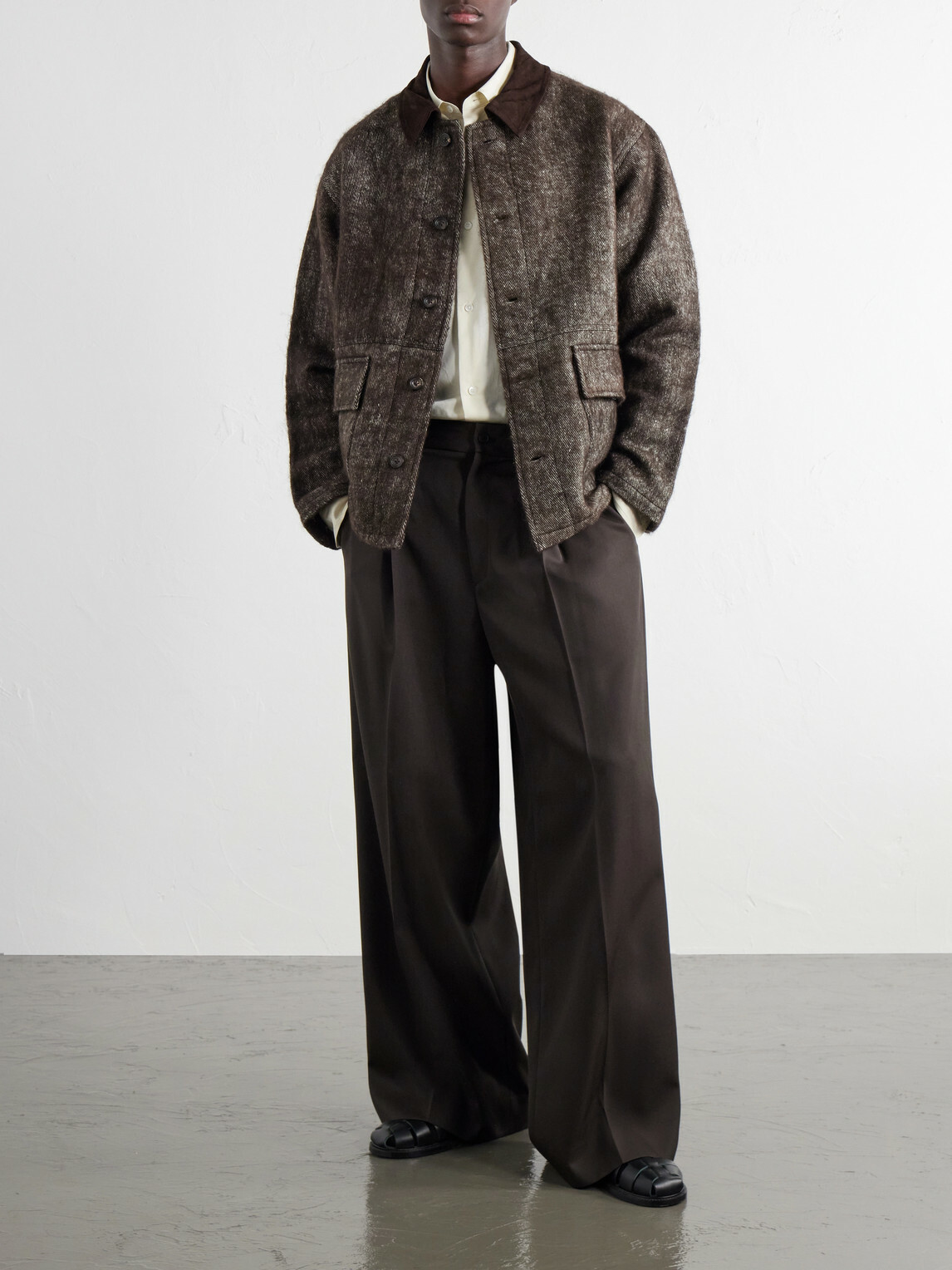 Kartik Research - Suede-Trimmed Yak and Silk-Blend Twill Jacket - Brown