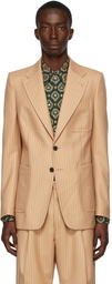 Dries Van Noten Beige Wool Pinstripe Blazer