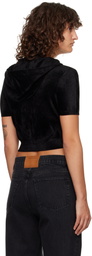 alexanderwang.t Black Cropped Zip-Up Hoodie