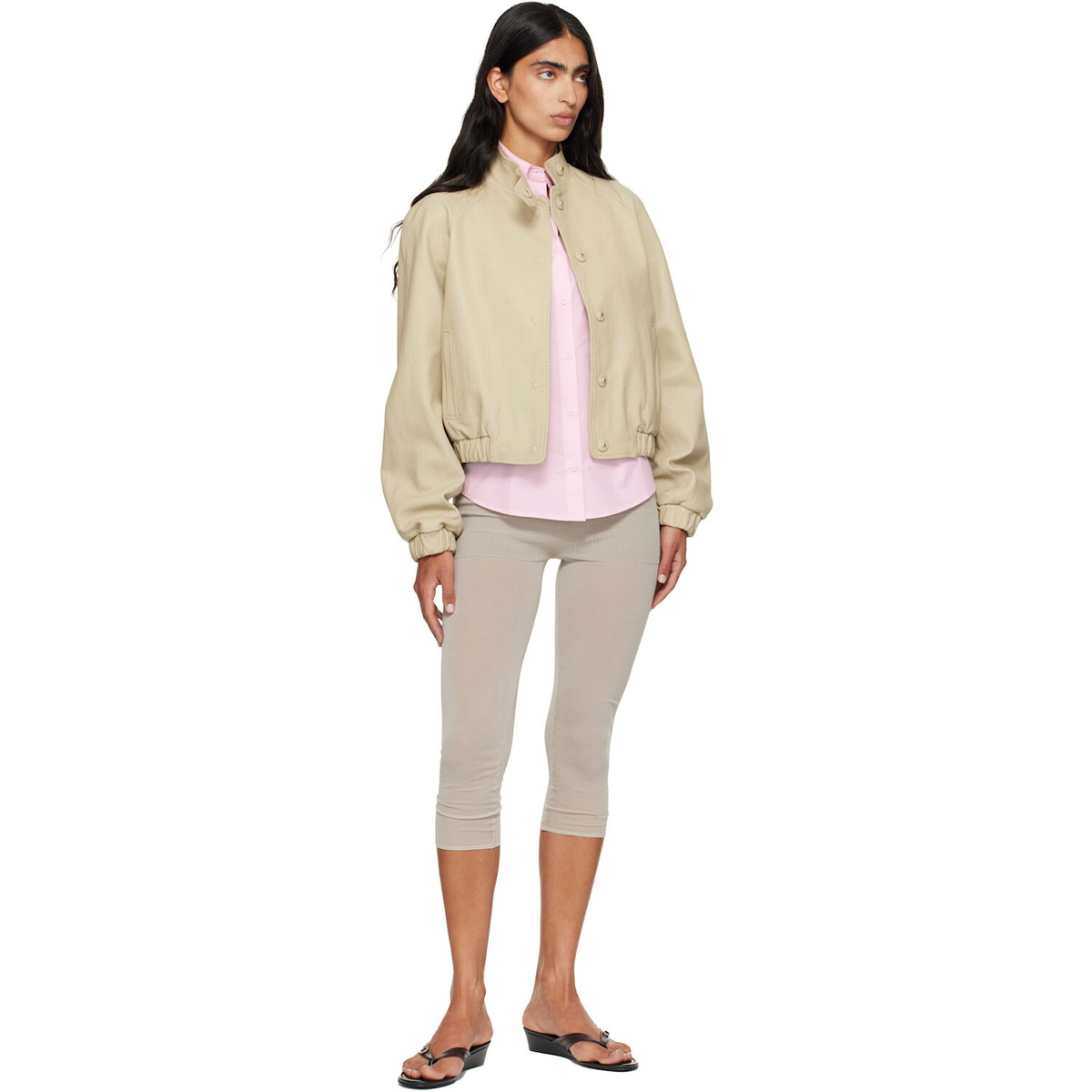 Paloma Wool Beige Raim Leather Jacket