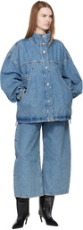 The Attico Blue Washed Denim Bomber Jacket