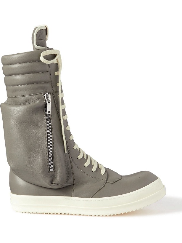 Photo: Rick Owens - Leather Knee-High Sneakers - Gray