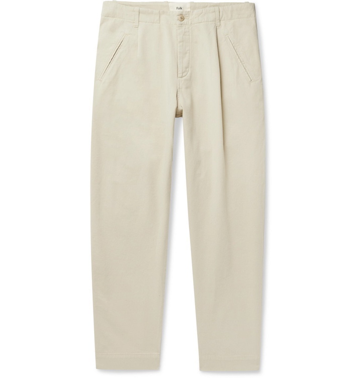 Photo: Folk - Assembly Pleated Cotton-Twill Trousers - Neutrals
