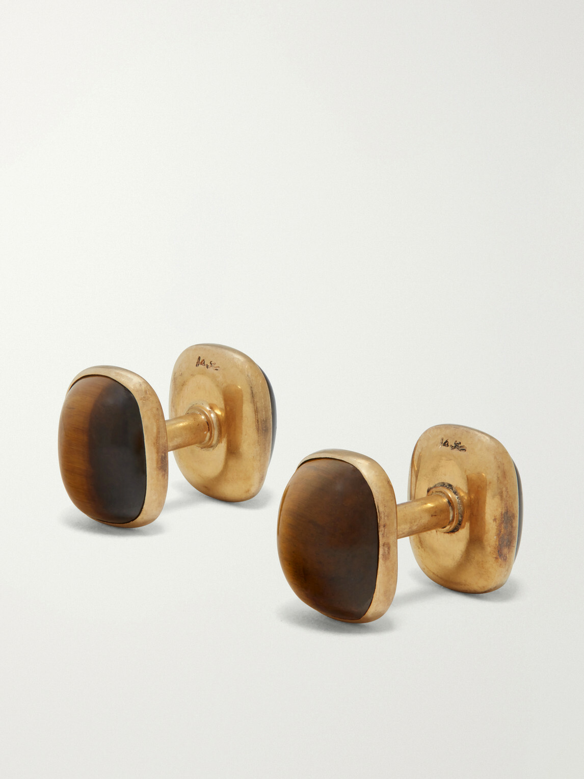 FOUNDWELL - Vintage 1960s 14-Karat Gold Tiger's Eye Cufflinks