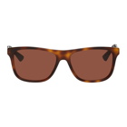 Gucci Tortoiseshell and Red Rectangular Sunglasses