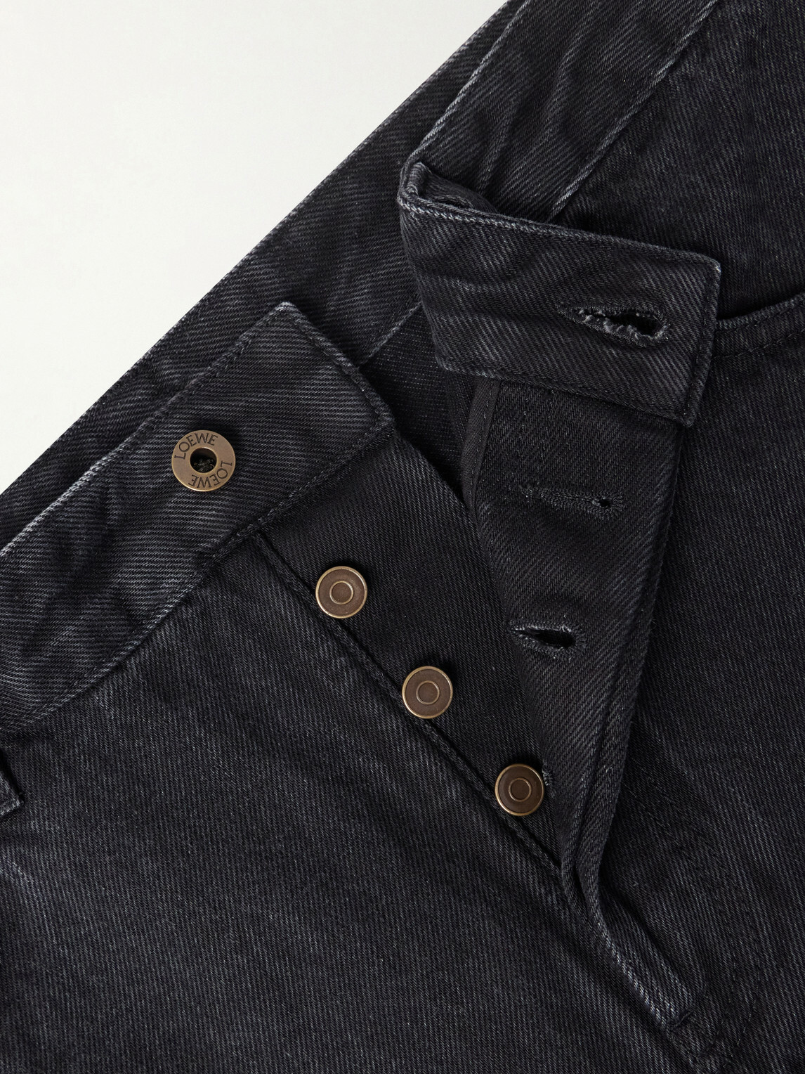 LOEWE - Wide-Leg Anagram-Embroidered Jeans - Black