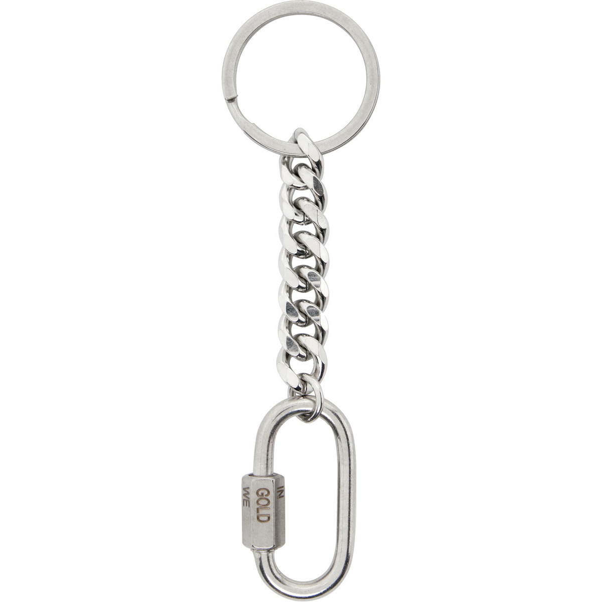 IN GOLD WE TRUST PARIS Silver Curb Chain Keychain