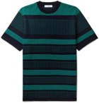 Mr P. - Striped Knitted Cotton T-Shirt - Navy