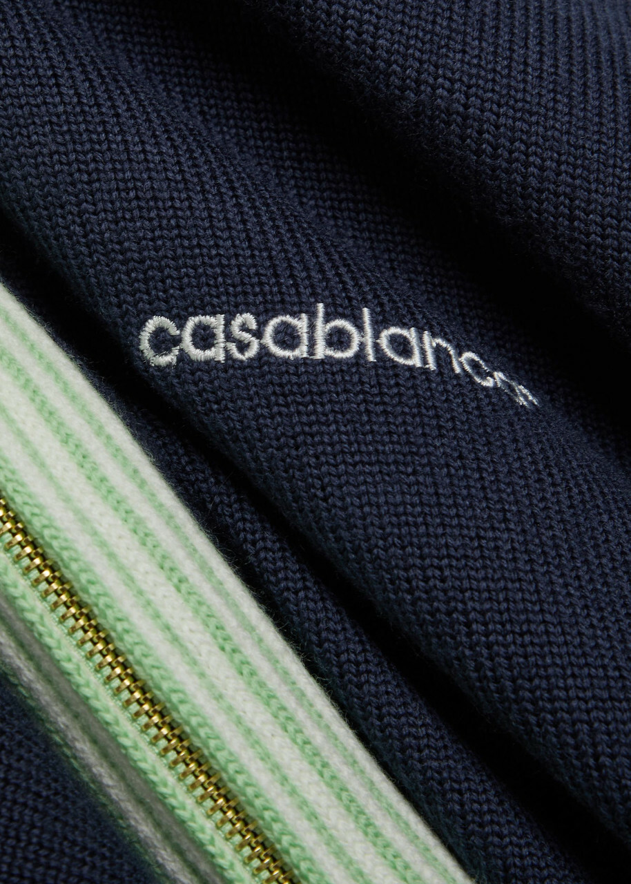 Casablanca Logo-embroidered Fine-knit Wool Track Jacket Navy